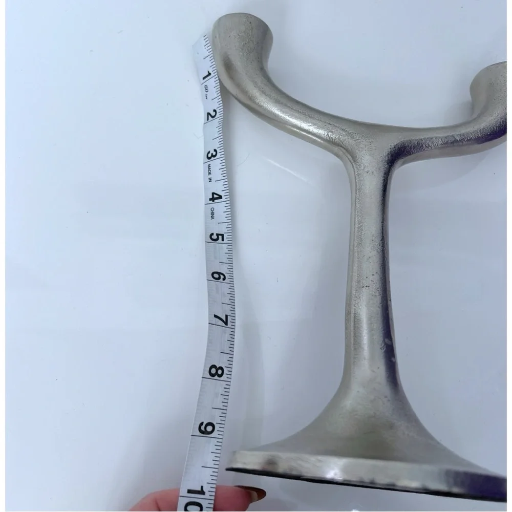 New 2014 Crate & Barrel Modern Double Taper Candle Holder 9